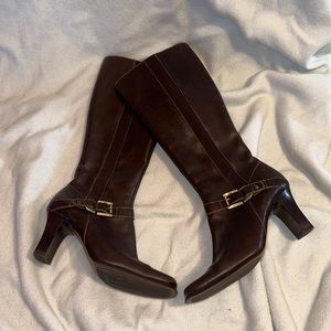 6 6M Anne Klein professional dress boot heal knee-high brown fall autumn spring
